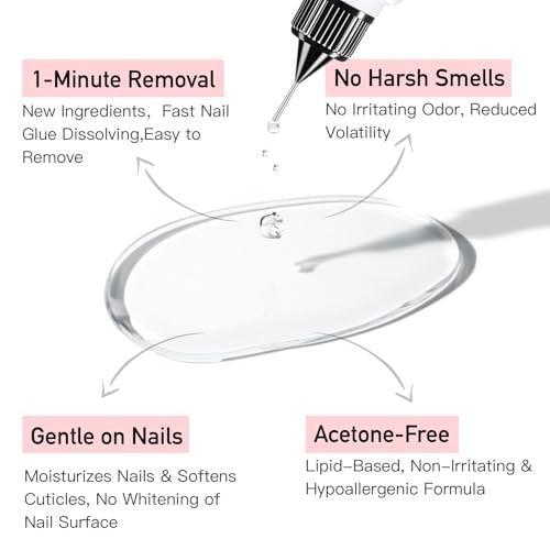 Curvlife 20ml Pinpoint Nail Glue Remover for Press-On Nails - Gentle Non-Acetone Formula for Gel X Tips and Artificial Nails - görsel 4