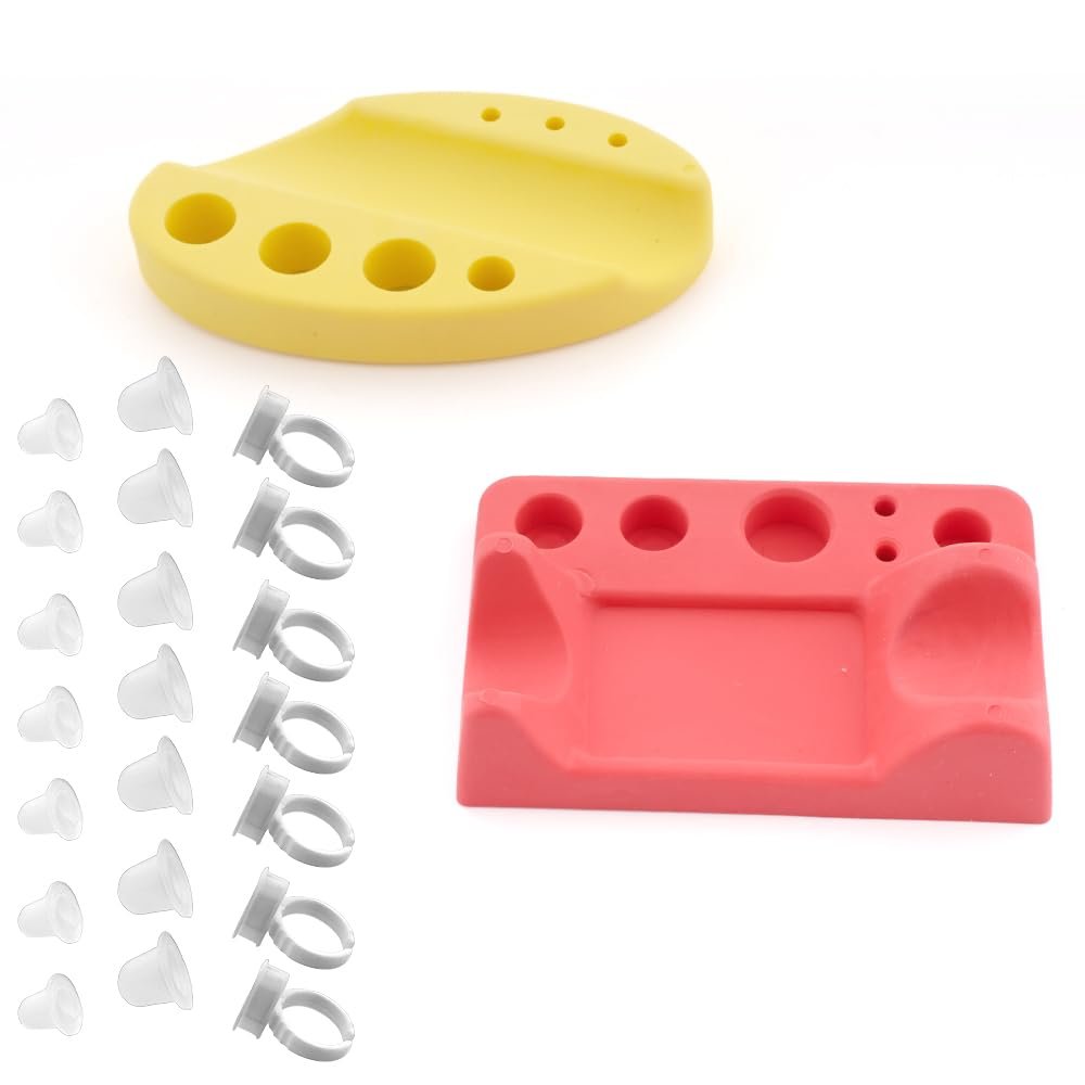 2 Pack Tattoo Machine Holder with 300 Pcs Silicone Tattoo Ink Caps - Tattoo Cup Holder for Home, Salon, Nail Art - görsel 1