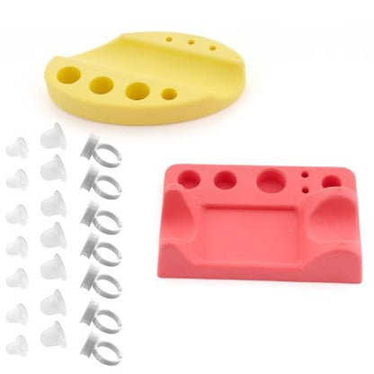 2 Pack Tattoo Machine Holder with 300 Pcs Silicone Tattoo Ink Caps - Tattoo Cup Holder for Home, Salon, Nail Art