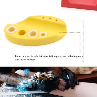2 Pack Tattoo Machine Holder with 300 Pcs Silicone Tattoo Ink Caps - Tattoo Cup Holder for Home, Salon, Nail Art