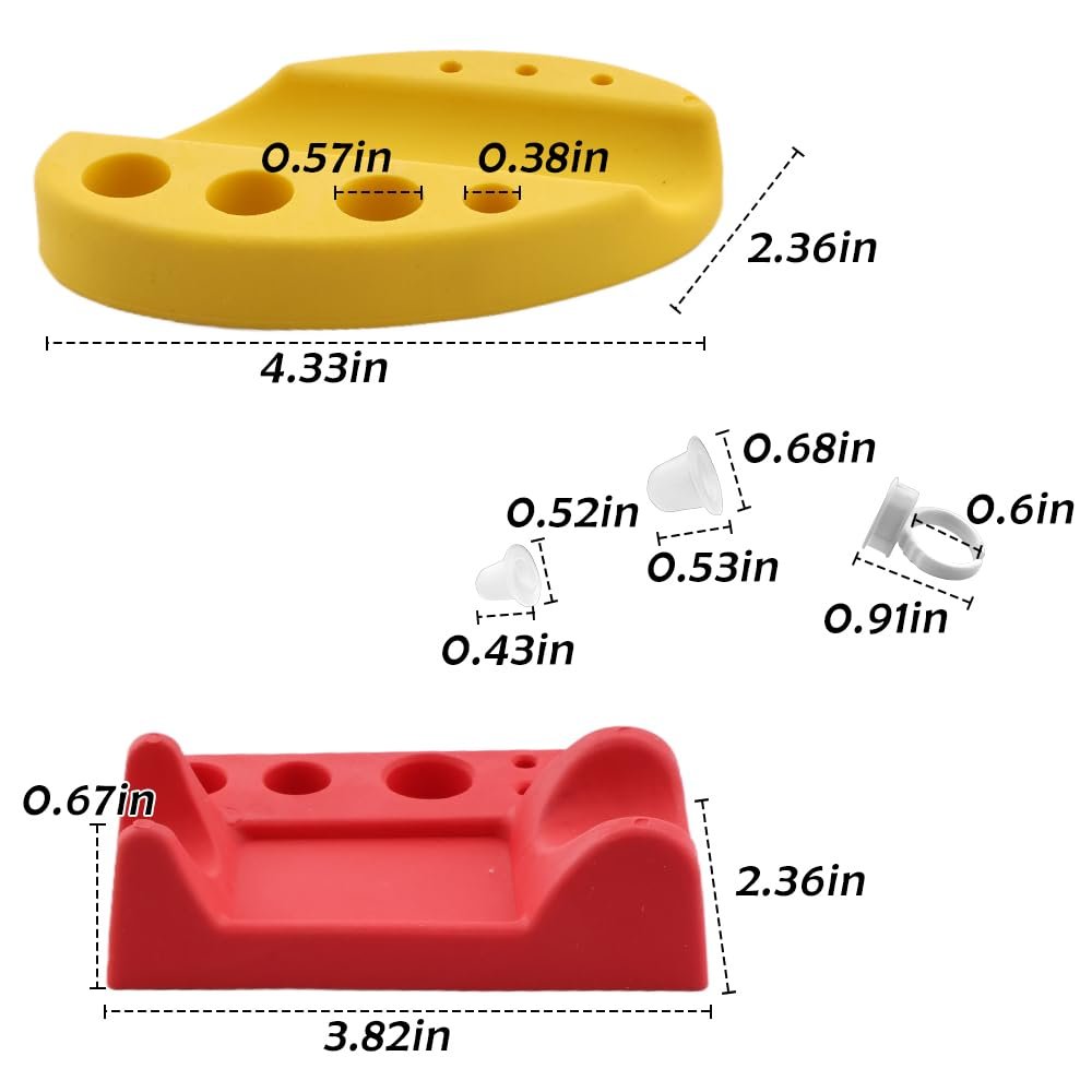 2 Pack Tattoo Machine Holder with 300 Pcs Silicone Tattoo Ink Caps - Tattoo Cup Holder for Home, Salon, Nail Art - görsel 7