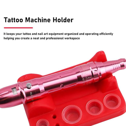 2 Pack Tattoo Machine Holder with 300 Pcs Silicone Tattoo Ink Caps - Tattoo Cup Holder for Home, Salon, Nail Art