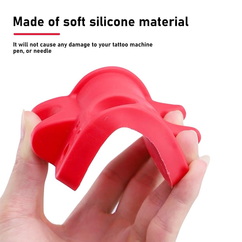 2 Pack Tattoo Machine Holder with 300 Pcs Silicone Tattoo Ink Caps - Tattoo Cup Holder for Home, Salon, Nail Art - görsel 9
