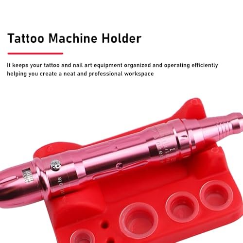 2 Pack Tattoo Machine Holder with 300 Pcs Silicone Tattoo Ink Caps - Tattoo Cup Holder for Home, Salon, Nail Art - görsel 4