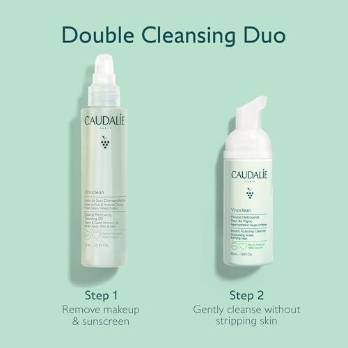 Caudalie Vinoclean Mother's Day Gift Set: Double Cleansing Duo with Makeup Removing Cleansing Oil and Instant Foaming Cleanser Avelisse