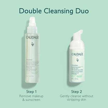 Caudalie Vinoclean Mother's Day Gift Set: Double Cleansing Duo with Makeup Removing Cleansing Oil and Instant Foaming Cleanser Avelisse