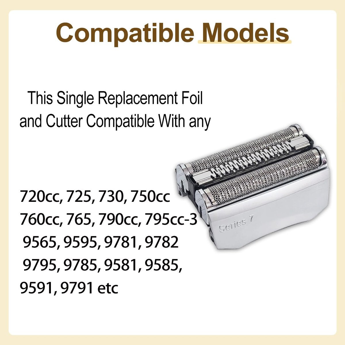 7-Series 70S Replacement Head Compatible with Braun 795, 790cc, 7899cc, 720cc, 720s-4, 750, 760, 7383, 9565, 9585 Electric Shavers – Quick to Clean, Silver (1 Pack) Avelisse