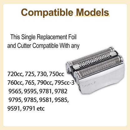 7-Series 70S Replacement Head Compatible with Braun 795, 790cc, 7899cc, 720cc, 720s-4, 750, 760, 7383, 9565, 9585 Electric Shavers – Quick to Clean, Silver (1 Pack) Avelisse