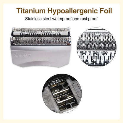 7-Series 70S Replacement Head Compatible with Braun 795, 790cc, 7899cc, 720cc, 720s-4, 750, 760, 7383, 9565, 9585 Electric Shavers – Quick to Clean, Silver (1 Pack) Avelisse