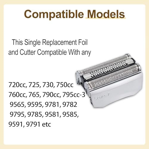 7-Series 70S Replacement Head Compatible with Braun 795, 790cc, 7899cc, 720cc, 720s-4, 750, 760, 7383, 9565, 9585 Electric Shavers – Quick to Clean, Silver (1 Pack) Avelisse