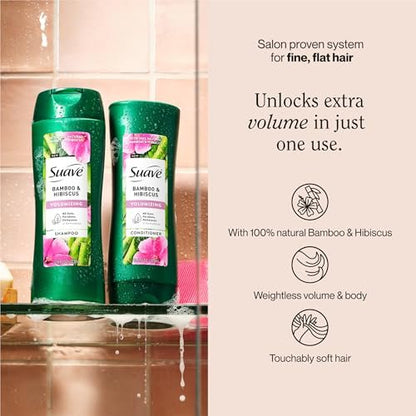 Suave Bamboo & Hibiscus Volumizing Shampoo for Fine, Flat Hair - 12.6 oz