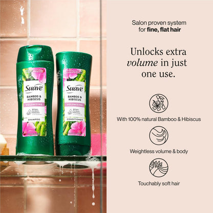 Suave Bamboo & Hibiscus Volumizing Shampoo for Fine, Flat Hair - 12.6 oz