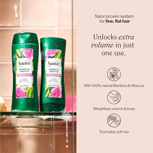 Suave Bamboo & Hibiscus Volumizing Conditioner for Fine, Flat Hair – 12.6 oz - görsel 4