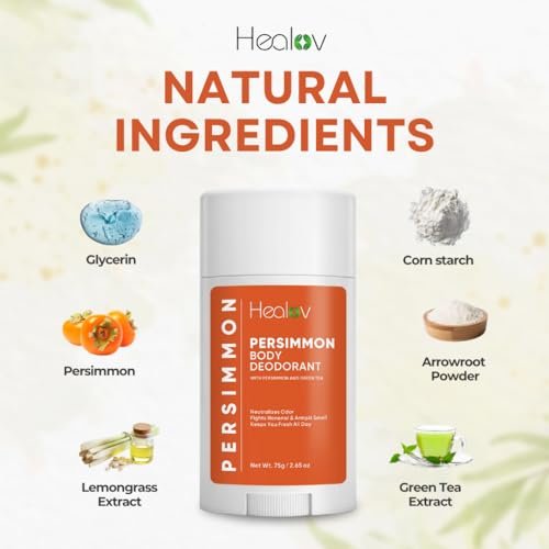 All-Natural Persimmon Deodorant for Women and Men – Extra Strength, Aluminum Free, Long Lasting Body Deodorant with Japanese Persimmon Extract Avelisse