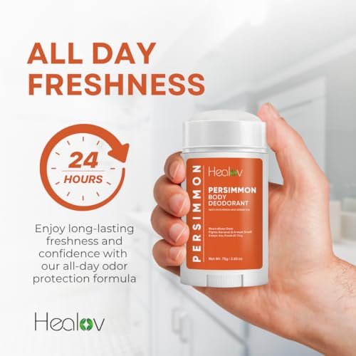 All-Natural Persimmon Deodorant for Women and Men – Extra Strength, Aluminum Free, Long Lasting Body Deodorant with Japanese Persimmon Extract Avelisse