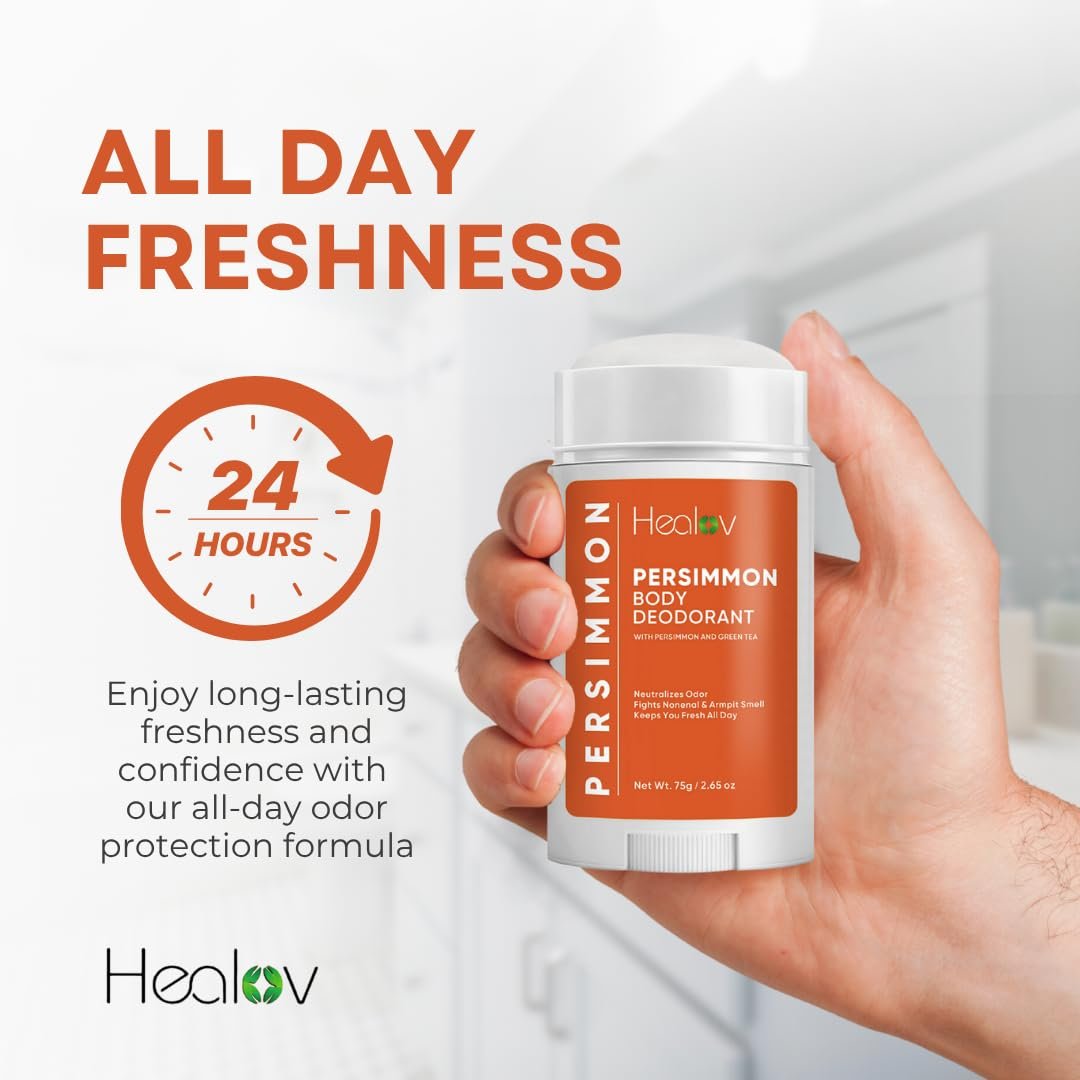 All-Natural Persimmon Deodorant for Women and Men – Extra Strength, Aluminum Free, Long Lasting Body Deodorant with Japanese Persimmon Extract Avelisse