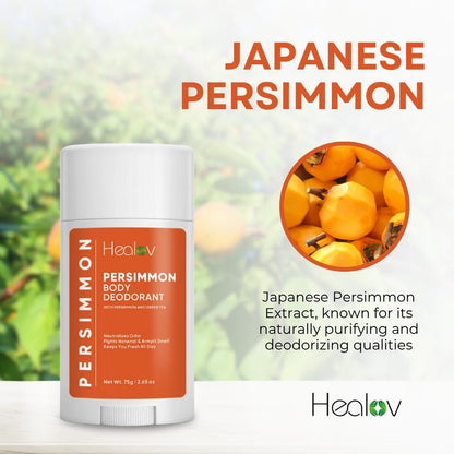 All-Natural Persimmon Deodorant for Women and Men – Extra Strength, Aluminum Free, Long Lasting Body Deodorant with Japanese Persimmon Extract Avelisse