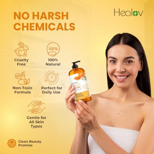 Turmeric Body Wash – Natural Skin Brightening Soap for Dark Spots & Hyperpigmentation – Exfoliating Face & Body Wash for Scars, Glow & Gentle Daily Cleansing – Plant-Based Liquid Bath Soap Avelisse