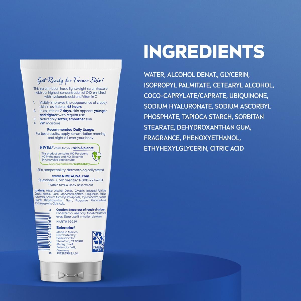 NIVEA Skin Firming & Anti-Crepe Body Serum-Lotion with Q10, Hyaluronic Acid, and Vitamin C - 6.7 Fl Oz - görsel 17