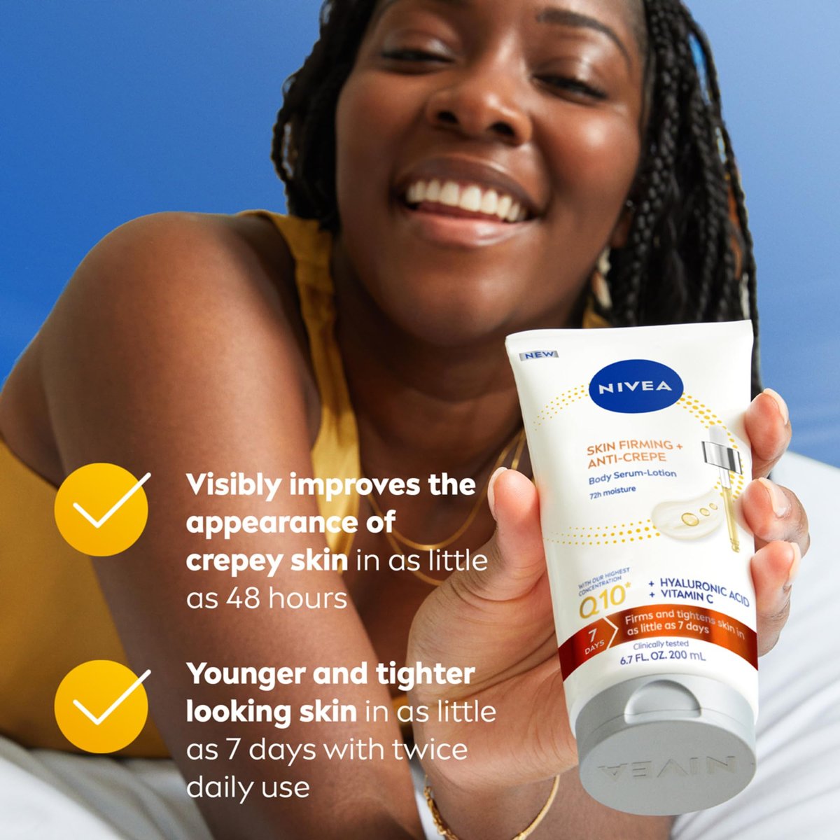 NIVEA Skin Firming & Anti-Crepe Body Serum-Lotion with Q10, Hyaluronic Acid, and Vitamin C - 6.7 Fl Oz - görsel 7