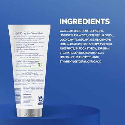 NIVEA Skin Firming & Anti-Crepe Body Serum-Lotion with Q10, Hyaluronic Acid, and Vitamin C - 6.7 Fl Oz