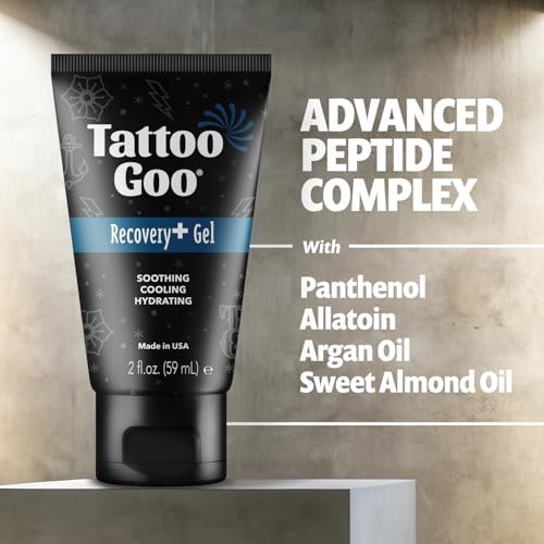 Tattoo Goo Recovery Gel for Tattoo Aftercare, 2 oz – Hydrates & Enhances Healing, Non-Greasy with Panthenol, Allantoin & Glycerin to Soothe Redness & Itch, Helps Ink Appear Brighter Avelisse