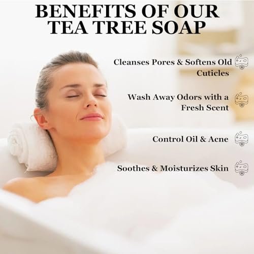 Nichalous 3-Pack Tea Tree Soap Bars - Natural Herbal Foot Soap with Tea Tree Oil, Coconut Oil & Witch Hazel for Deep Pore Cleansing - 3.5 oz Each Avelisse
