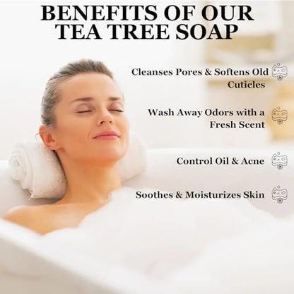 Nichalous 3-Pack Tea Tree Soap Bars - Natural Herbal Foot Soap with Tea Tree Oil, Coconut Oil & Witch Hazel for Deep Pore Cleansing - 3.5 oz Each Avelisse