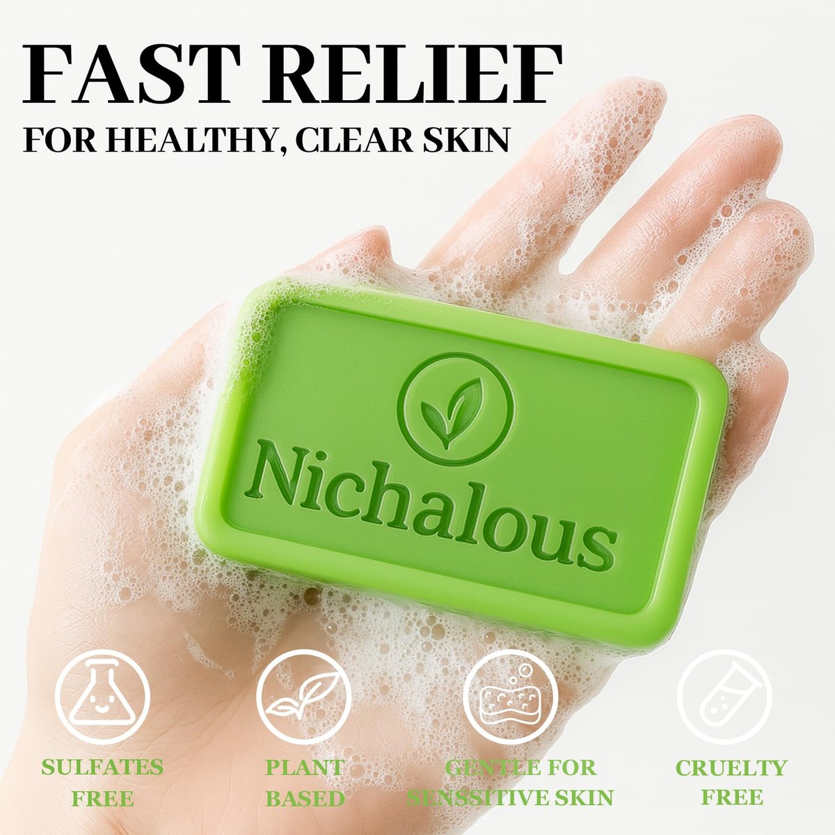Nichalous 3-Pack Tea Tree Soap Bars - Natural Herbal Foot Soap with Tea Tree Oil, Coconut Oil & Witch Hazel for Deep Pore Cleansing - 3.5 oz Each Avelisse