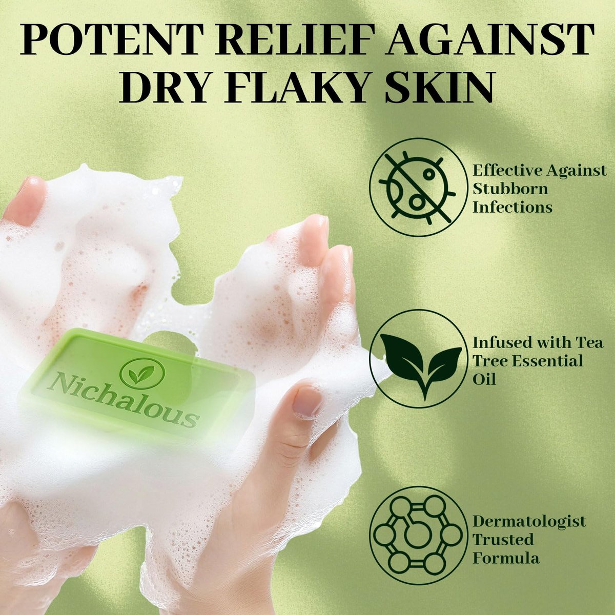 Nichalous 3-Pack Tea Tree Soap Bars - Natural Herbal Foot Soap with Tea Tree Oil, Coconut Oil & Witch Hazel for Deep Pore Cleansing - 3.5 oz Each Avelisse