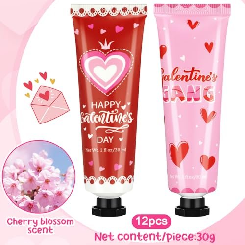 Dimsile 72-Piece Valentine's Day Gift Set: Travel Size Hand Cream, Lip Balm, Makeup Bag & Hair Scrunchies Bulk Set with Organza Bag and Heart Gift Card for Women - görsel 4