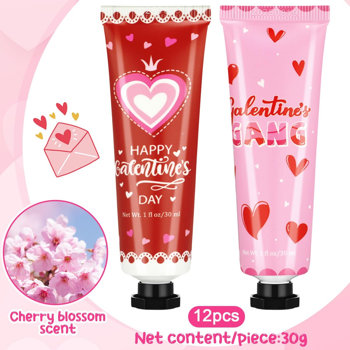 Dimsile 72-Piece Valentine's Day Gift Set: Travel Size Hand Cream, Lip Balm, Makeup Bag & Hair Scrunchies Bulk Set with Organza Bag and Heart Gift Card for Women - görsel 3