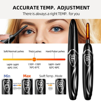 EYECURL Heated Eyelash Curler – Accurate Temperature Control, Auto-Off, Natural Curls (Black/Silver, S600-148MM) Avelisse