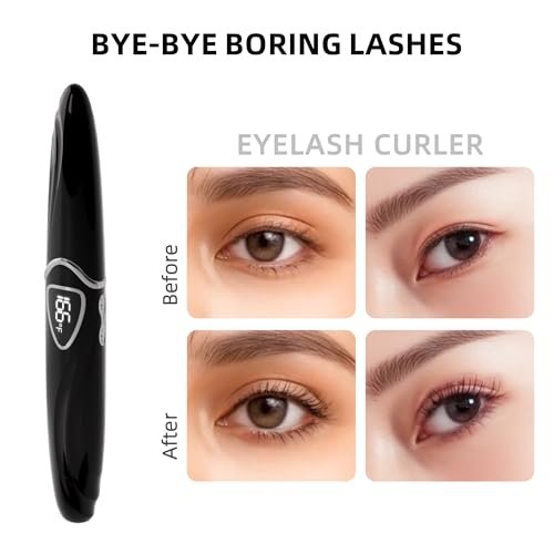 EYECURL Heated Eyelash Curler – Accurate Temperature Control, Auto-Off, Natural Curls (Black/Silver, S600-148MM) Avelisse