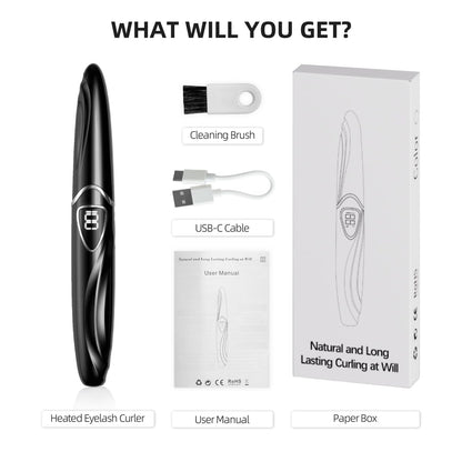 EYECURL Heated Eyelash Curler – Accurate Temperature Control, Auto-Off, Natural Curls (Black/Silver, S600-148MM) Avelisse