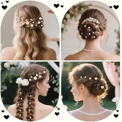 NEBURORA 36 Pcs Gold U Shape Pearl Hair Pins for Wedding Brides Bridesmaids Women