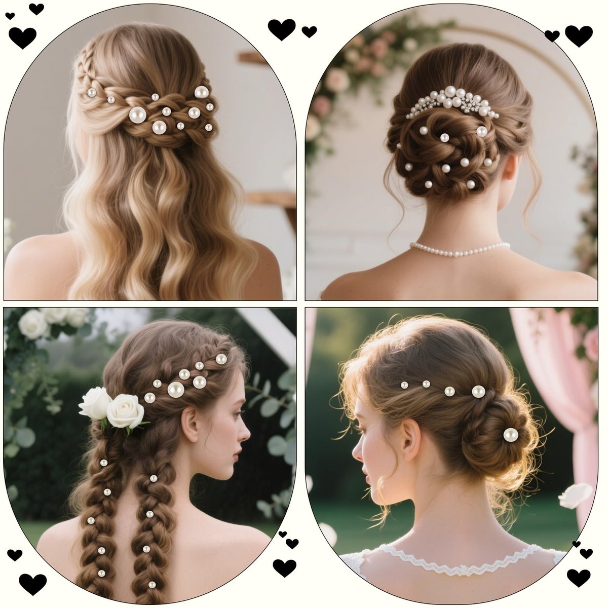 NEBURORA 36 Pcs Gold U Shape Pearl Hair Pins for Wedding Brides Bridesmaids Women - görsel 11