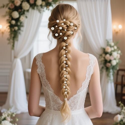 NEBURORA 36 Pcs Gold U Shape Pearl Hair Pins for Wedding Brides Bridesmaids Women - görsel 10