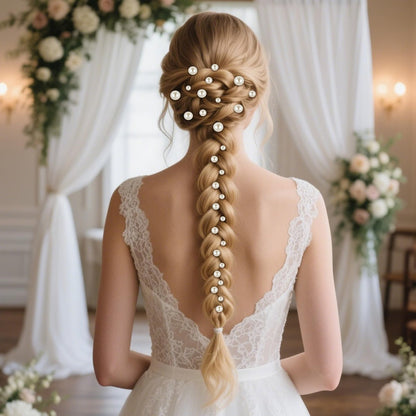 NEBURORA 36 Pcs Gold U Shape Pearl Hair Pins for Wedding Brides Bridesmaids Women
