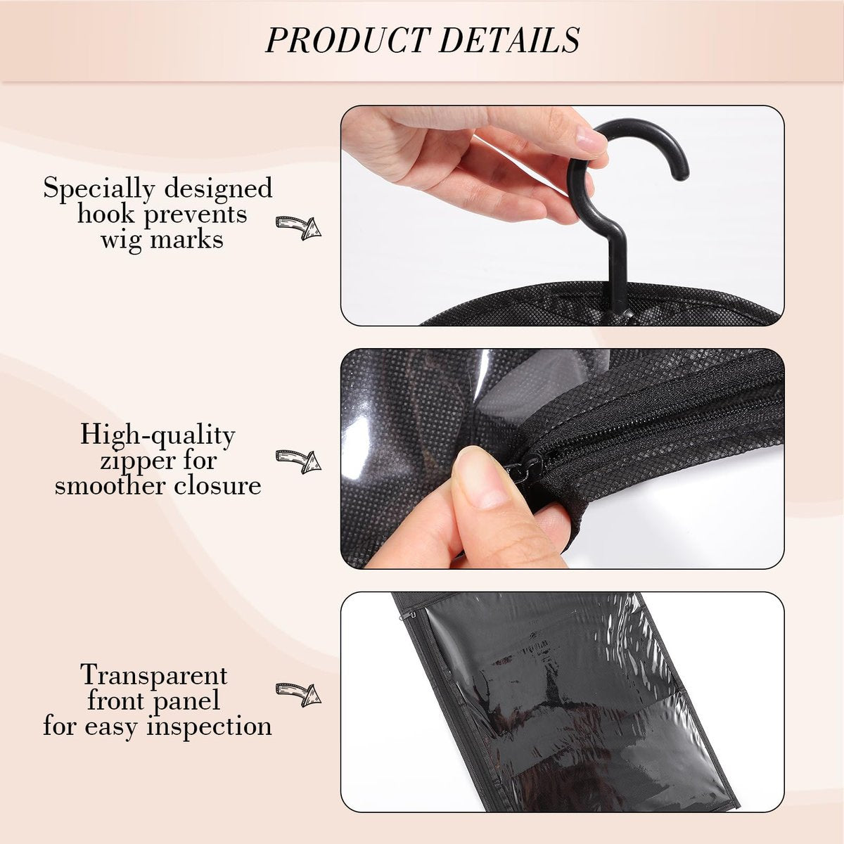Wig Storage Bags with Hanger, 4-Pack Hair – Versatile Use: Ideal for human hair wigs, synthetic wigs, hair – Image 5