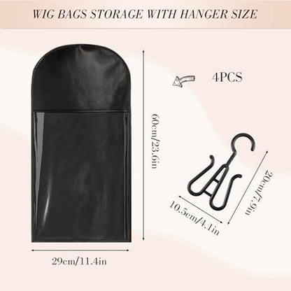 Wig Storage Bags with Hanger, 4-Pack Hair – Transparent Window: A clear front panel lets you quickly identify the – Image 4