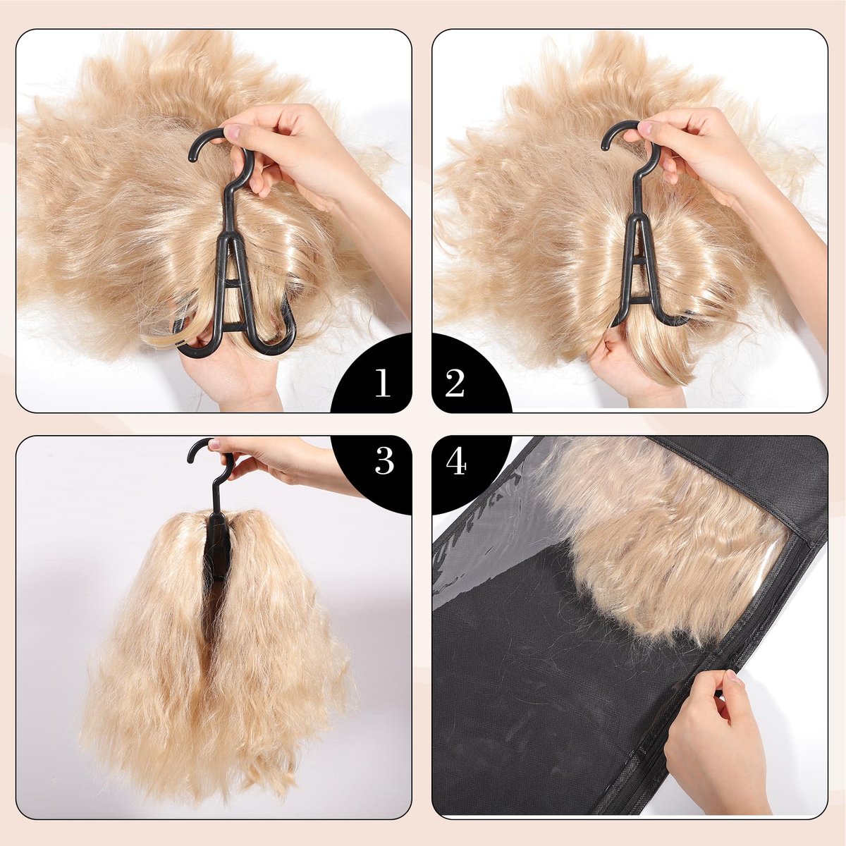 Wig Storage Bags with Hanger, 4-Pack Hair – Wig Wearers: Anyone who wears wigs daily or occasionally needs a safe – Image 7