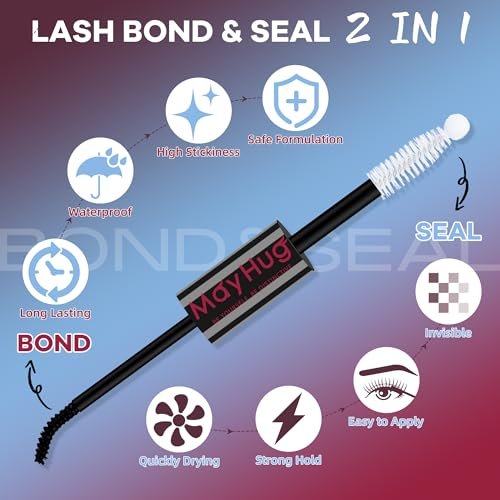 Mayhug Lash Bond and Seal Waterproof Lash Glue – Long Lasting 72H Strong Hold for Clusters, 2-in-1 Adhesive and Sealant for DIY Lash Extensions (5ml+5ml) - görsel 10