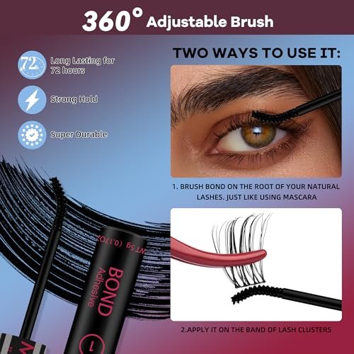 Mayhug Lash Bond and Seal Waterproof Lash Glue – Long Lasting 72H Strong Hold for Clusters, 2-in-1 Adhesive and Sealant for DIY Lash Extensions (5ml+5ml) - görsel 6