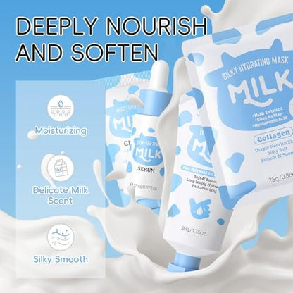 BliBling Milk Skin Care Set for Kids & Teens – 12 Piece Moisturizing & Gentle Face Care Kit for Girls Ages 8-12, Bulk Birthday Gift, Mothers Day Gift Avelisse