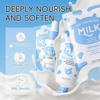 BliBling Milk Skin Care Set for Kids & Teens – 12 Piece Moisturizing & Gentle Face Care Kit for Girls Ages 8-12, Bulk Birthday Gift, Mothers Day Gift Avelisse