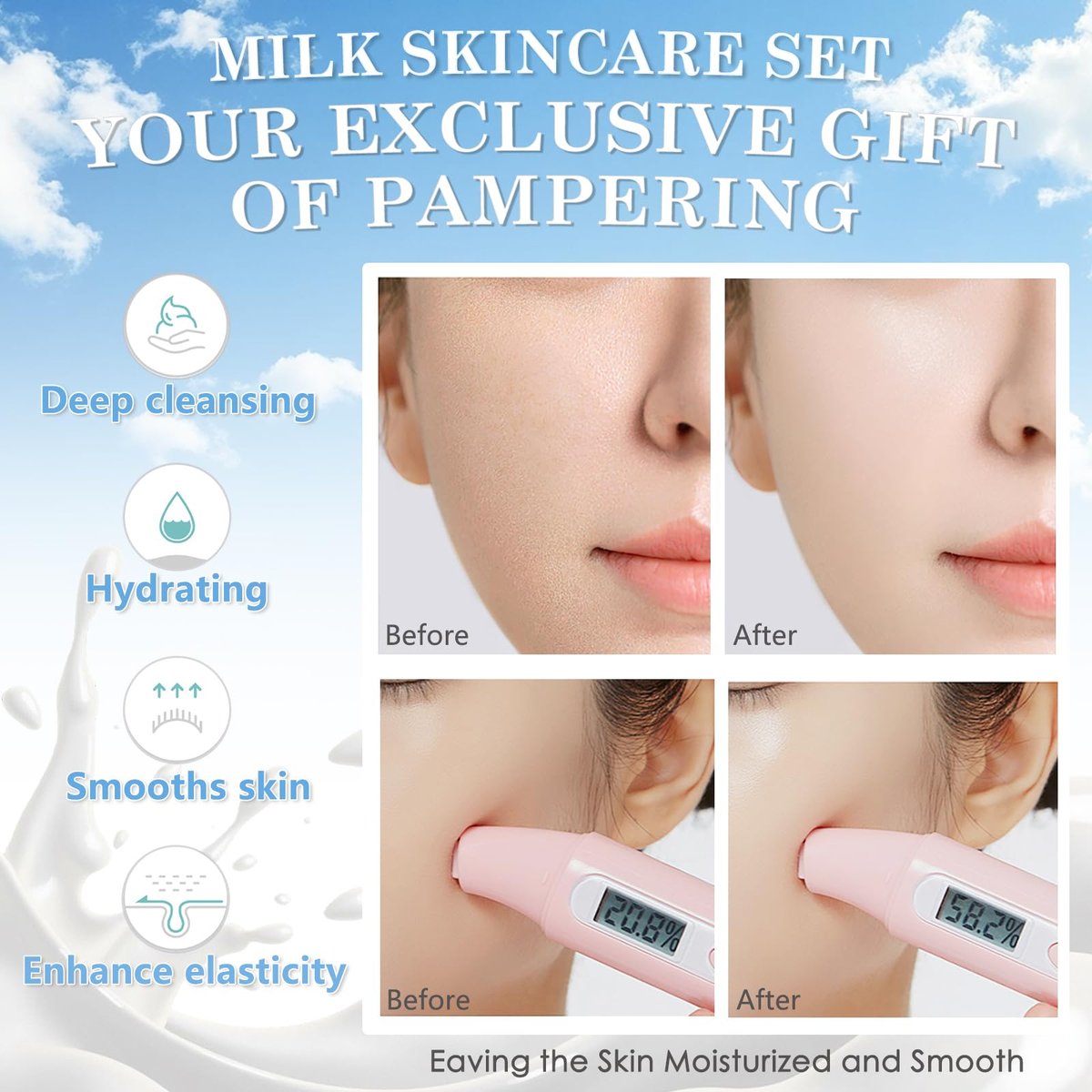 BliBling Milk Skin Care Set for Kids & Teens – 12 Piece Moisturizing & Gentle Face Care Kit for Girls Ages 8-12, Bulk Birthday Gift, Mothers Day Gift Avelisse