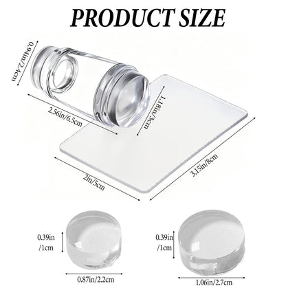 IVICOO French Tip Tool Nail Stamper – Silicone Nail Design Tools, Double Headed Clear Stamper with Lid & Scraper Set for DIY Nail Art