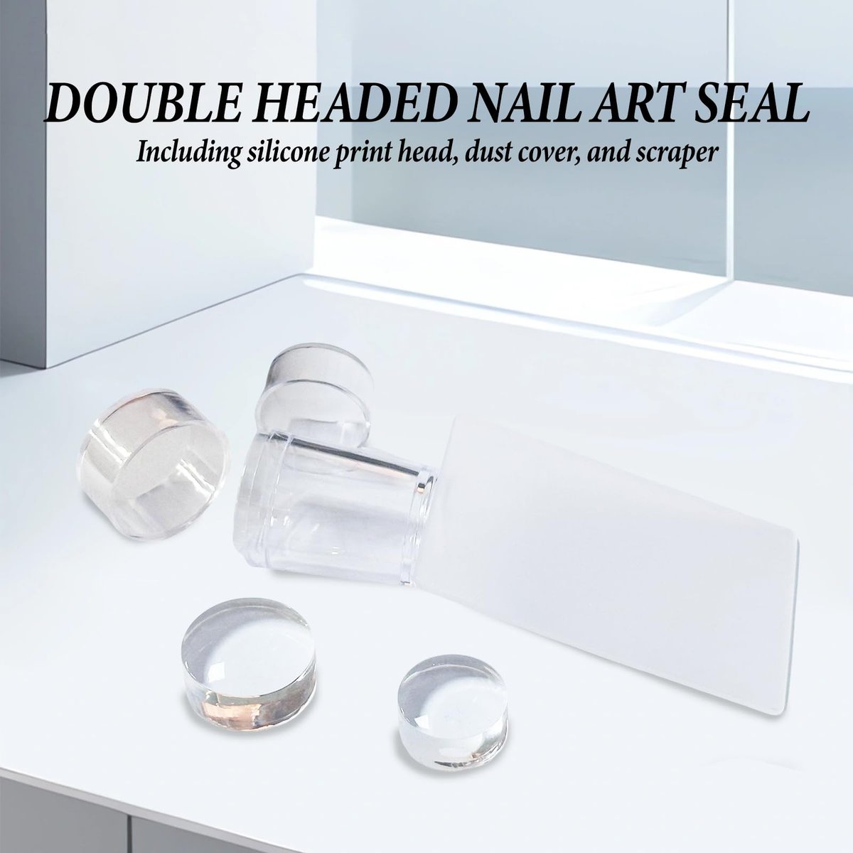 IVICOO French Tip Tool Nail Stamper – Silicone Nail Design Tools, Double Headed Clear Stamper with Lid & Scraper Set for DIY Nail Art - görsel 13