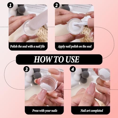 IVICOO French Tip Tool Nail Stamper – Silicone Nail Design Tools, Double Headed Clear Stamper with Lid & Scraper Set for DIY Nail Art - görsel 10